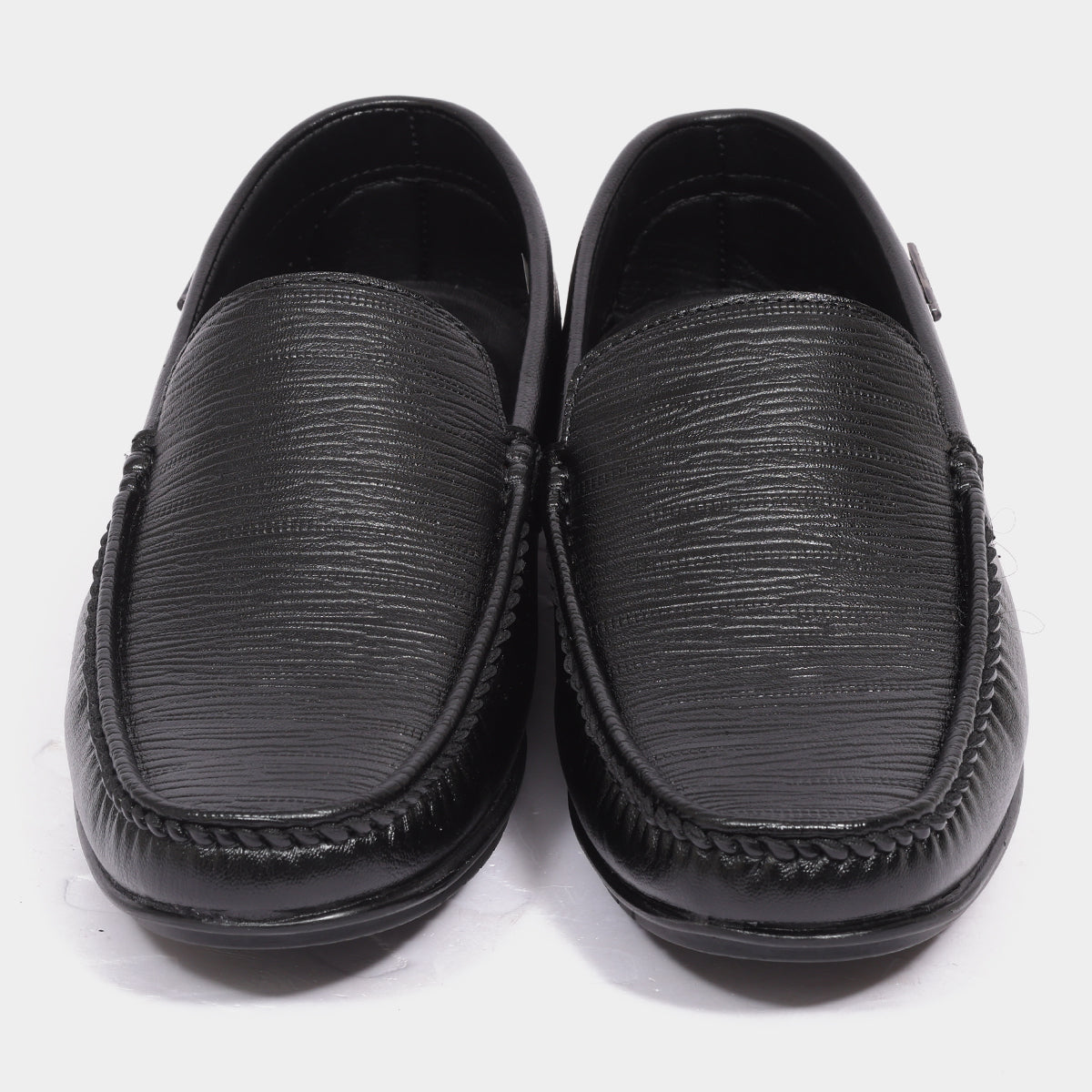 Textured Leather Slip-On Loafers for Men