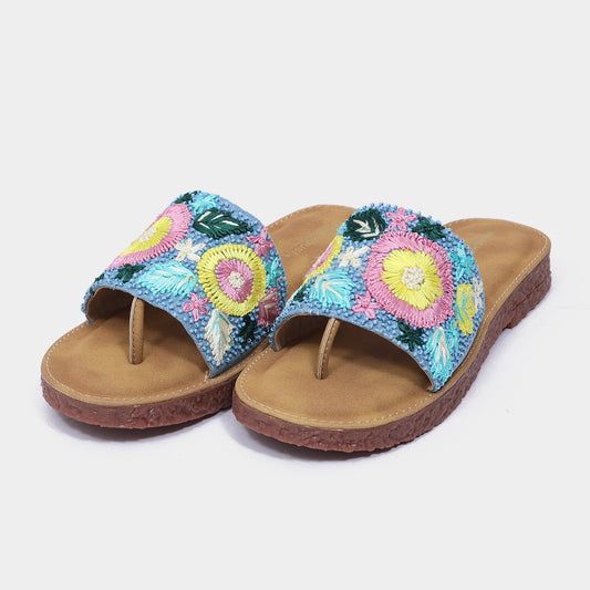 Women's Floral Kadhai Slider – Festive Toe Ring Flats