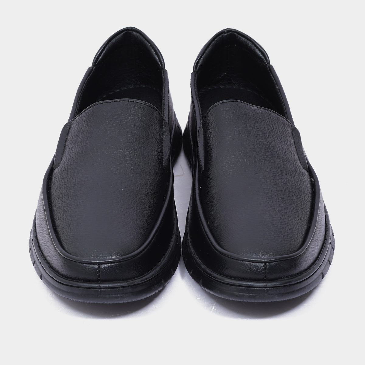 Men's Black Leather Slip-On Loafers – Casual Comfort Shoes