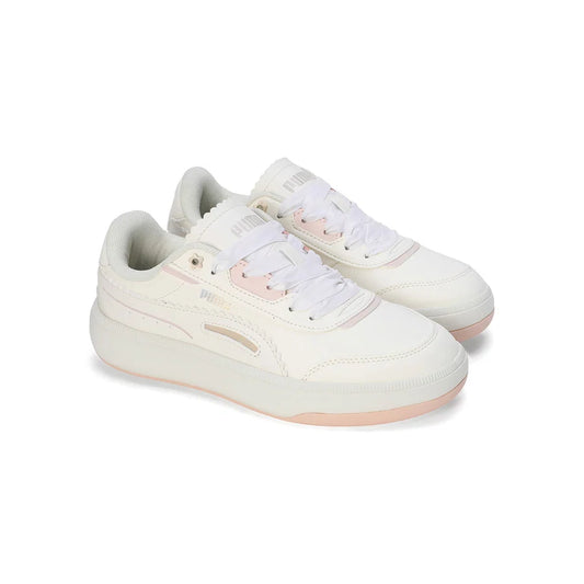 Puma Casual Sneakers for Women- White with Pink Scalloped Trim