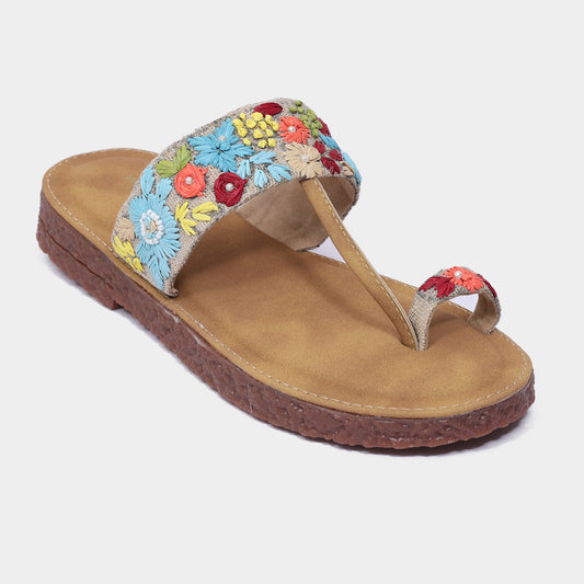 Women's Multicolour Floral Kadhai Toe Ring – Festive Sliders
