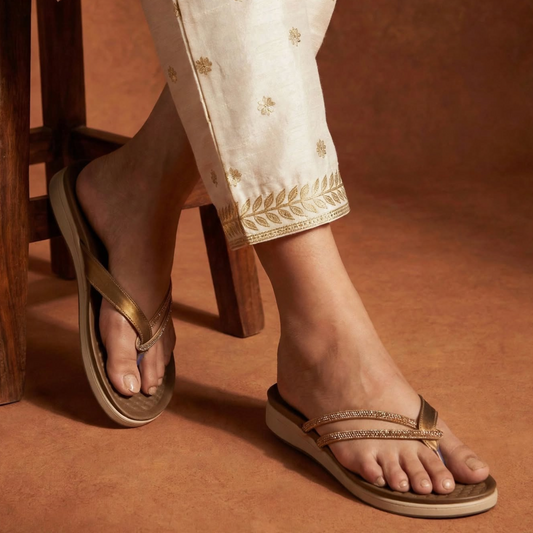 Sparkle Double-Strap Rhinestone Comfort Flip-Flops for Women