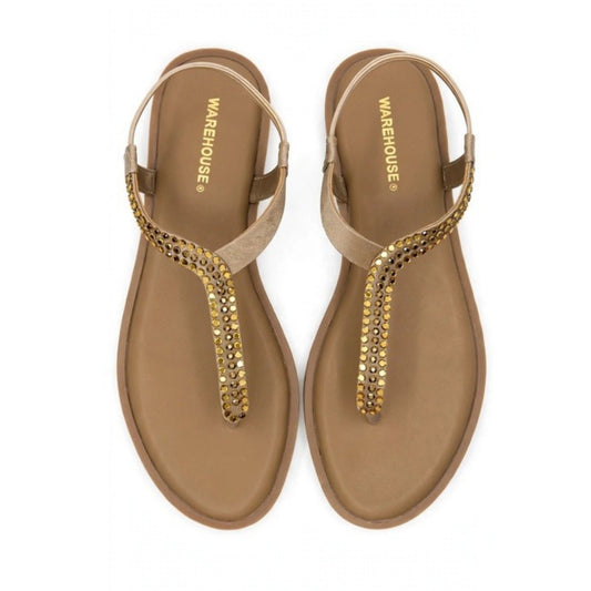 Gleam Embellished T-Strap Flat Sandals 3af