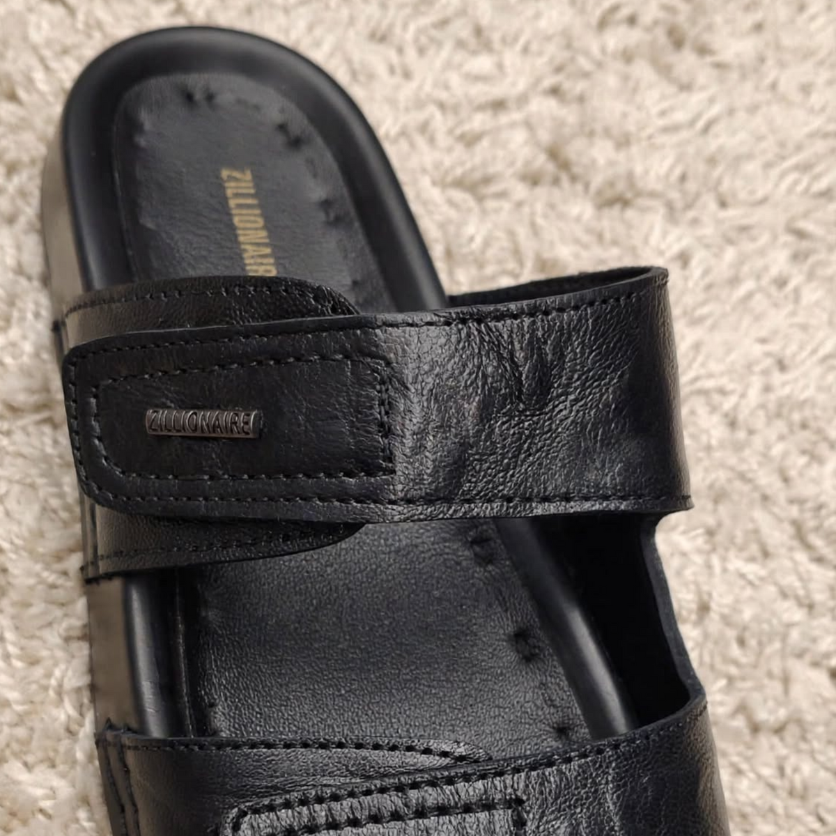 ZILLIONAIRE Men's Double Velcro Premium Comfort Slides
