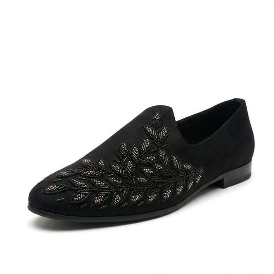 Beaded Leaf Slip-On Ethnic Mojari for Men
