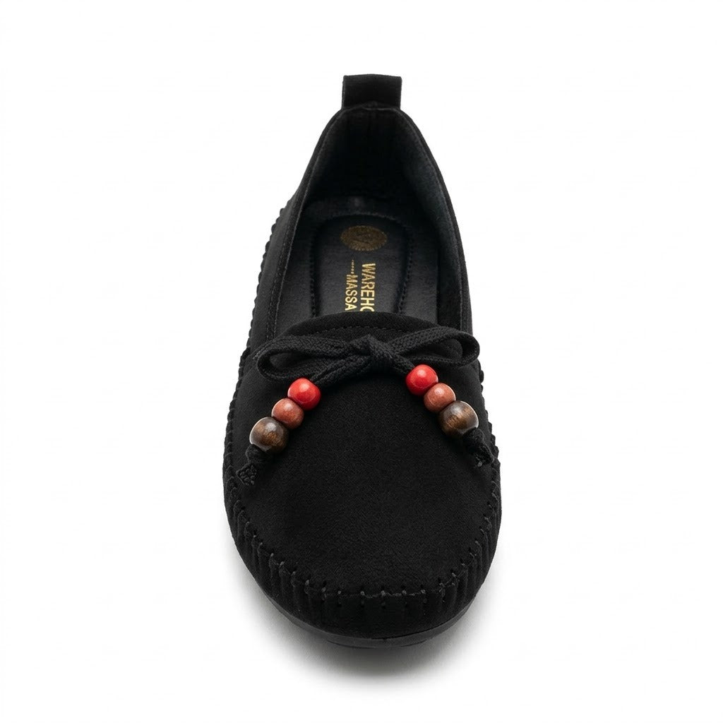 Beaded Bow Casual Belly for Women with Massage Insole