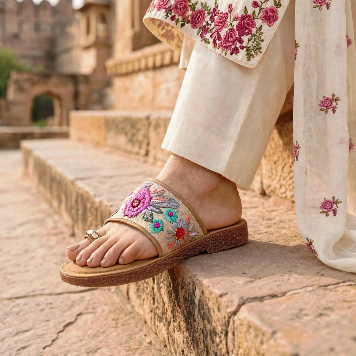 Kadhai Ring-Loop Sliders for Women