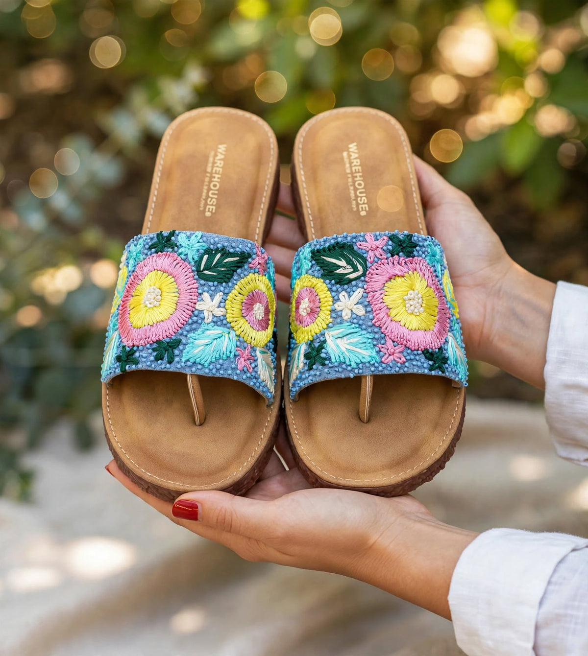 Floral Kadhai Slider – Festive Toe Ring Flats for Women