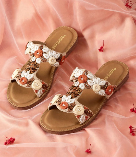 Kadhai Embroidered Slider for Women