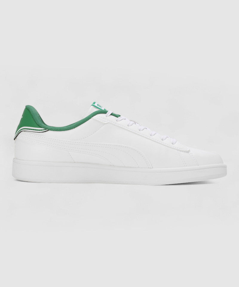 Puma Smash v2 Sneakers – White & Green | Men's Low-Top Lace-Up Court Shoes