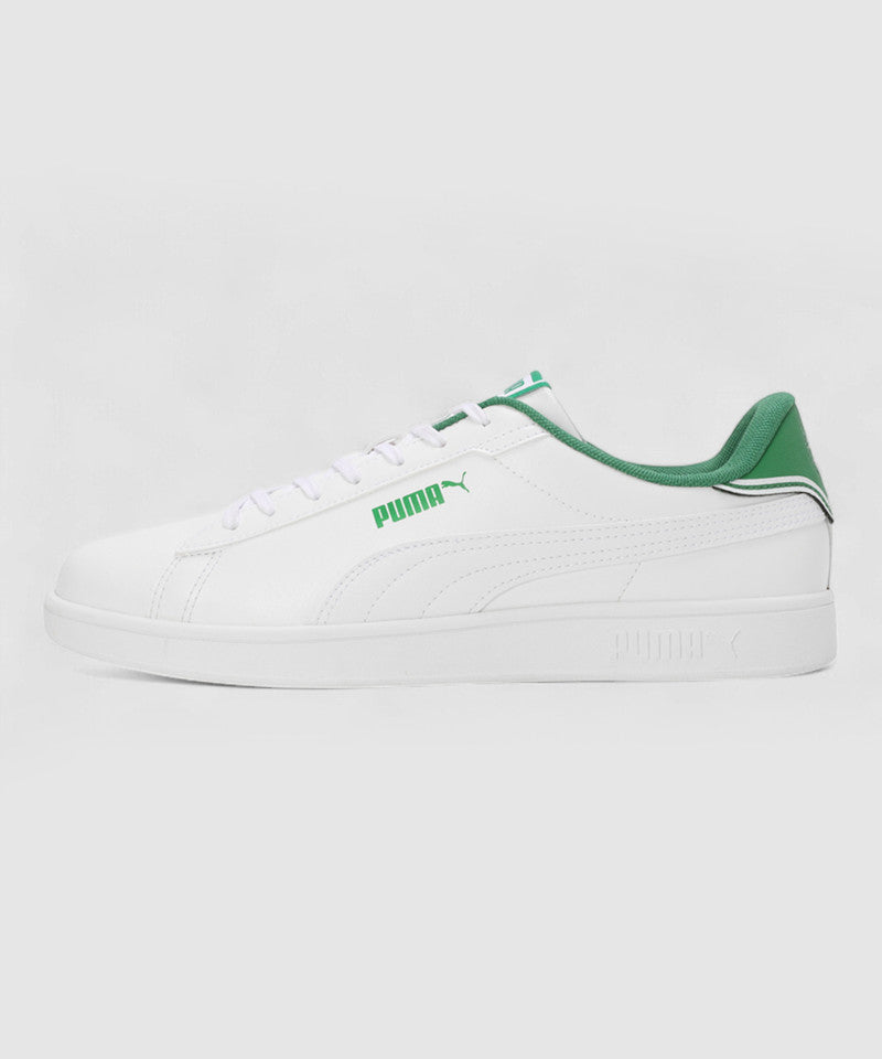Puma Smash v2 Sneakers – White & Green | Men's Low-Top Lace-Up Court Shoes