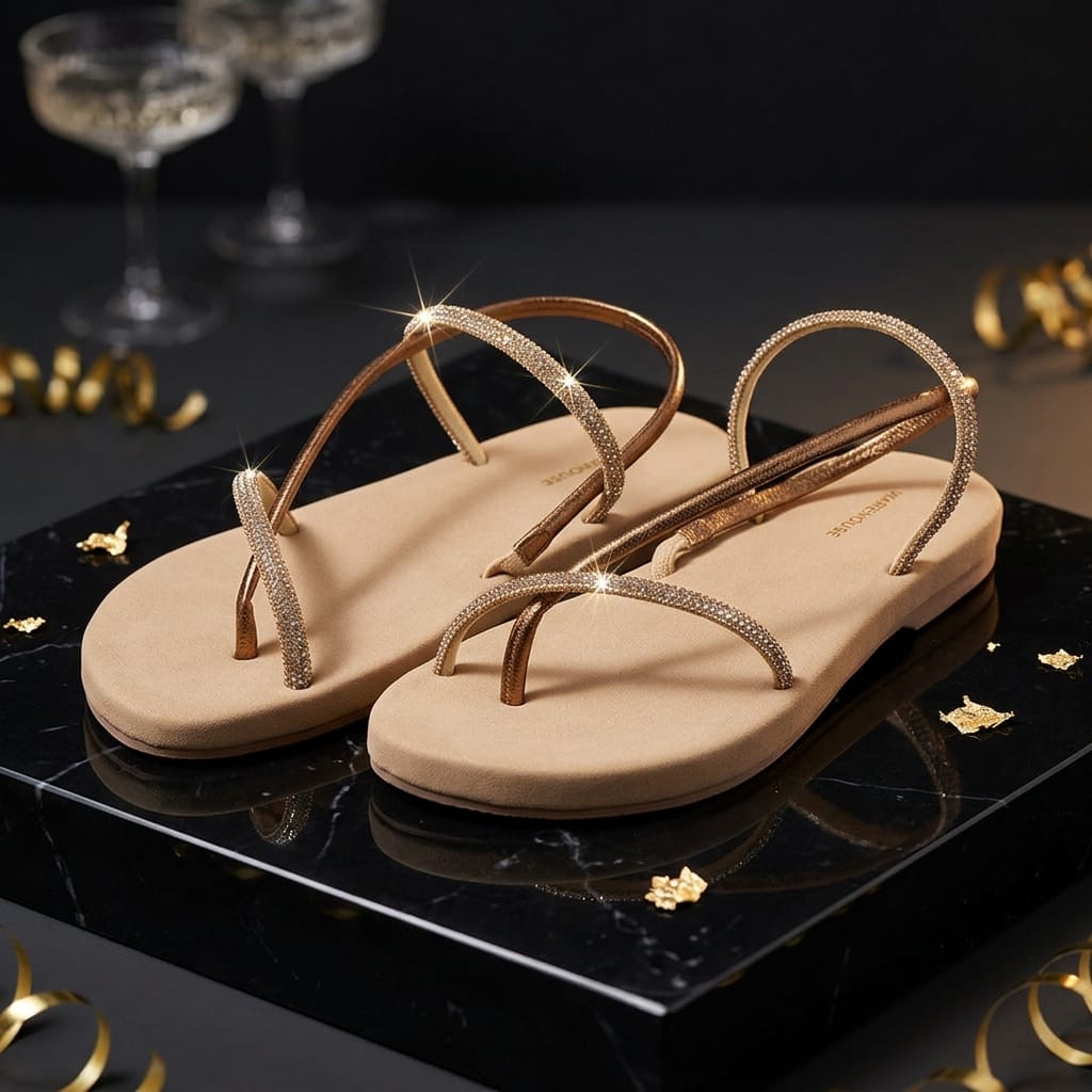 Shiny strap  Flats for Women