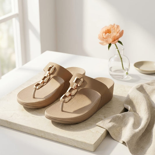 Dusty Gold Chain Casual Chappal for Women