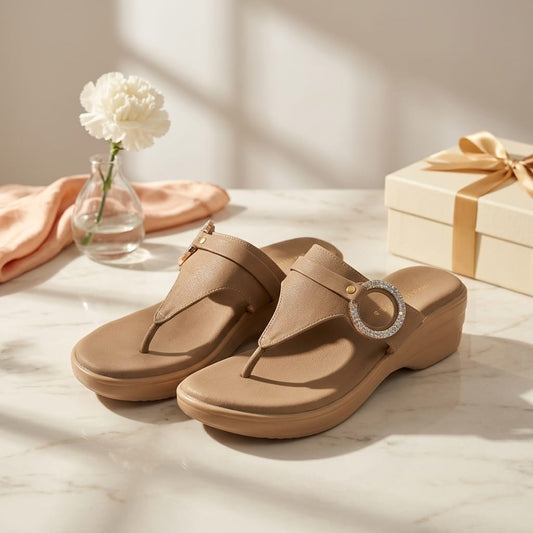 Round Buckle Chappal for Women