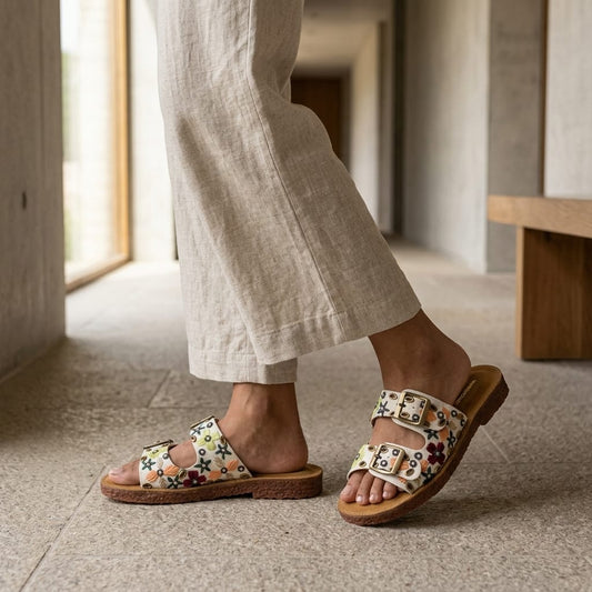 Ethnic Buckle Flat Slider for Women