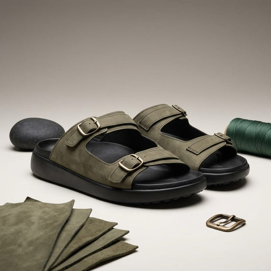 Nubuck Dual Buckle Slider for Men