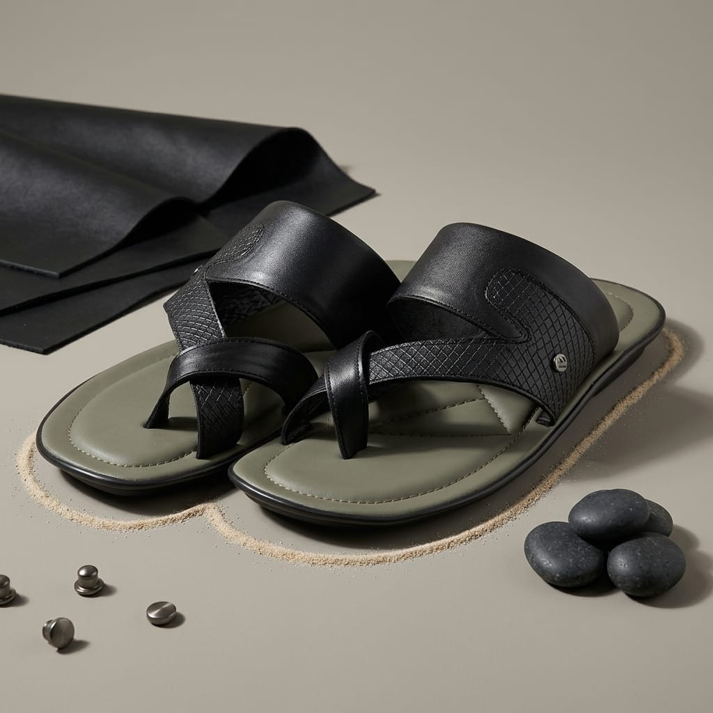 Textured Strap Toe Ring Casual Chappal for Men