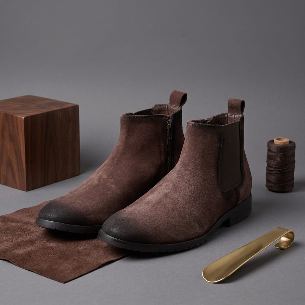Side Zip Suede Chelsea Boots for Men – Front View | Warehouse Footwear