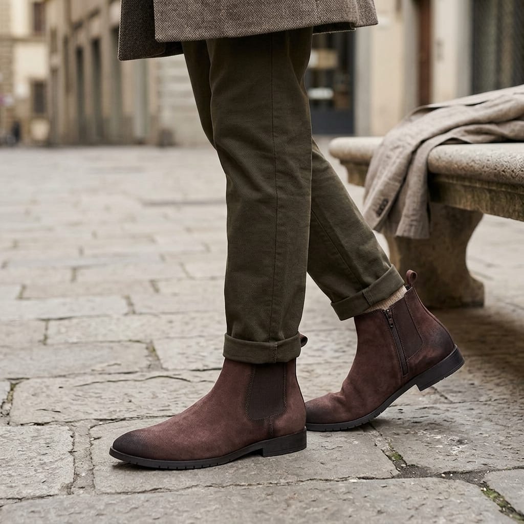 Side Zip Suede Chelsea Boots for Men – Side View | Warehouse Footwear