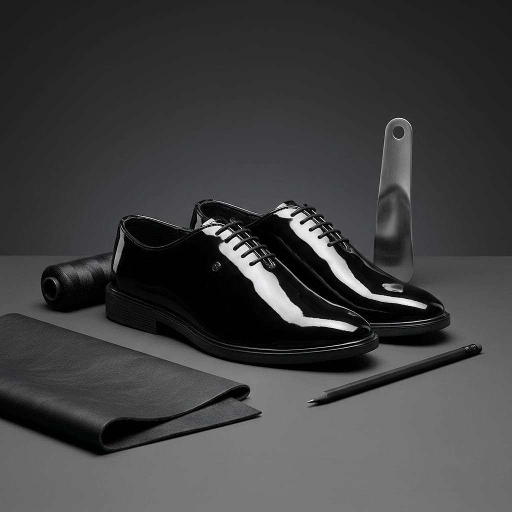 Black Glossy Panted Partywear Shoe for Men