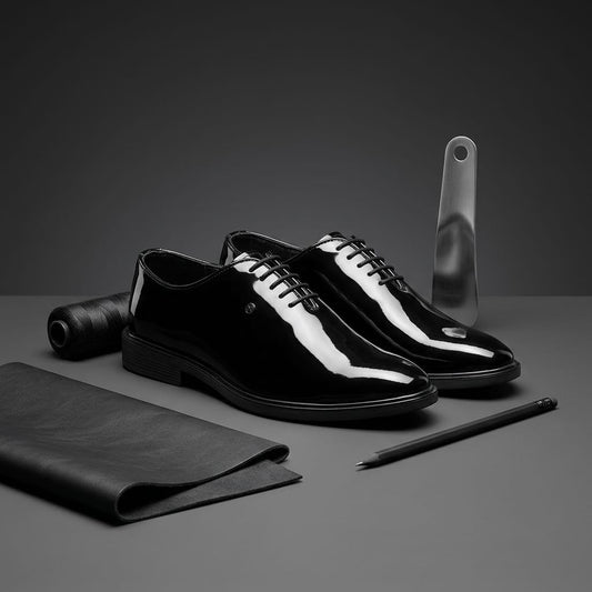 Black Glossy Panted Partywear Shoe for Men
