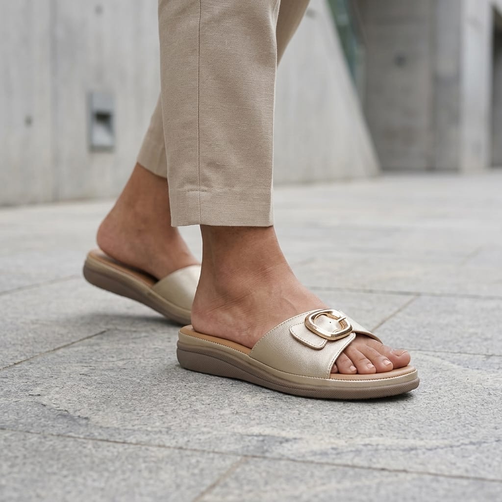 Cushioned Open Toe Sliders for Women
