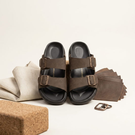 Double Buckle Arch Slider for Men – Pair View | Warehouse Footwear