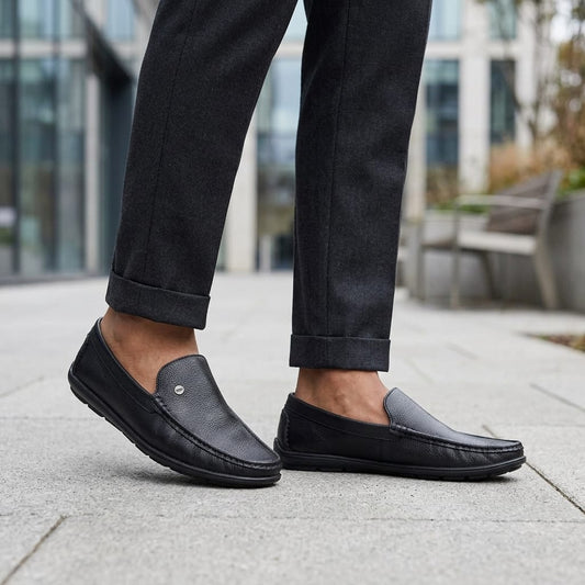 Zillionaire Black Leather Loafer for Men