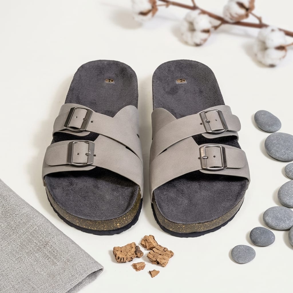 Arch Support Dual Buckle Flat Slider for Women