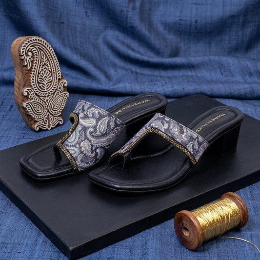 Floral Print Block Heels for Women