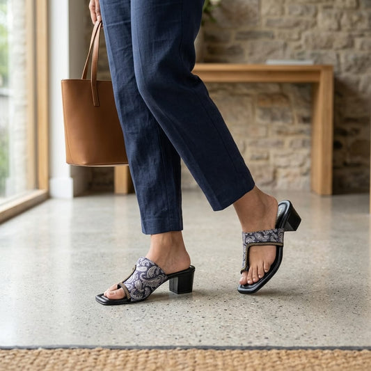 Floral Print Block Heels for Women
