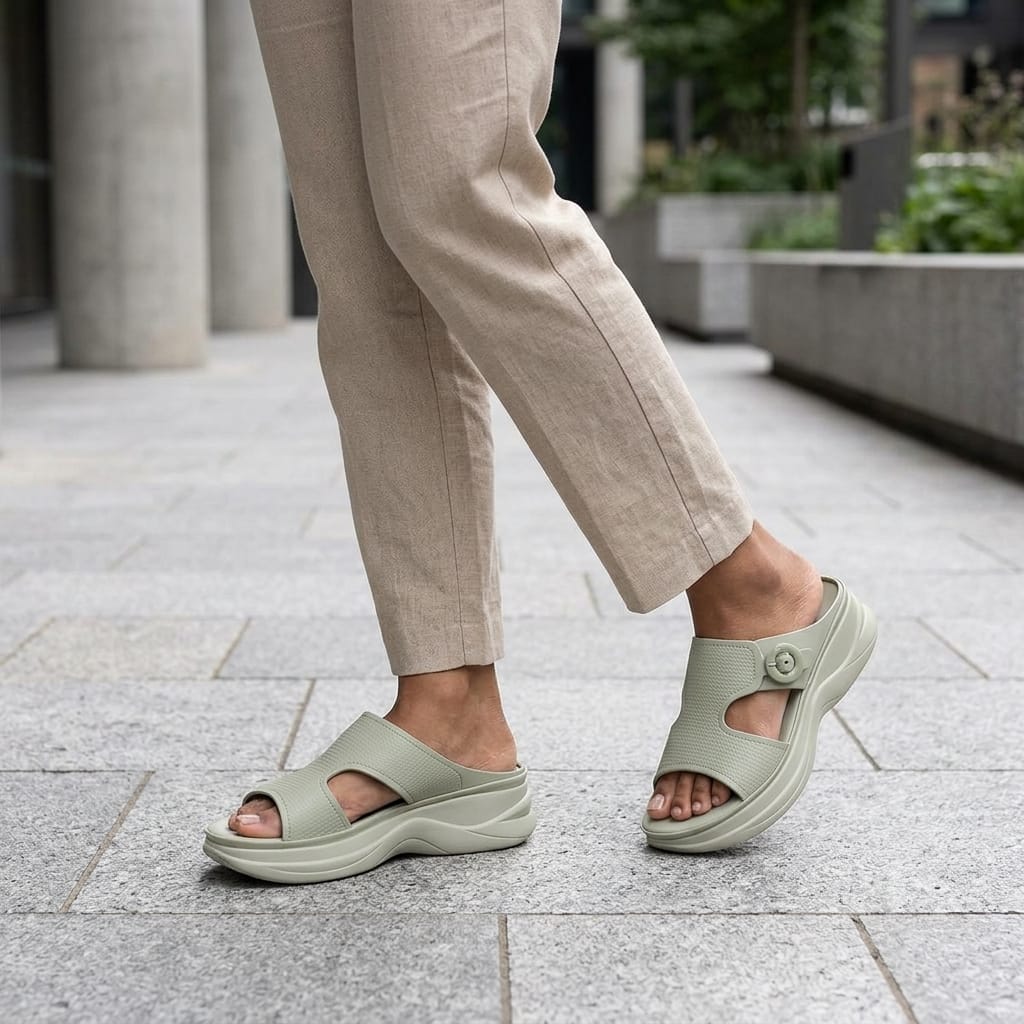Round  Buckle Rubber Slide for Women