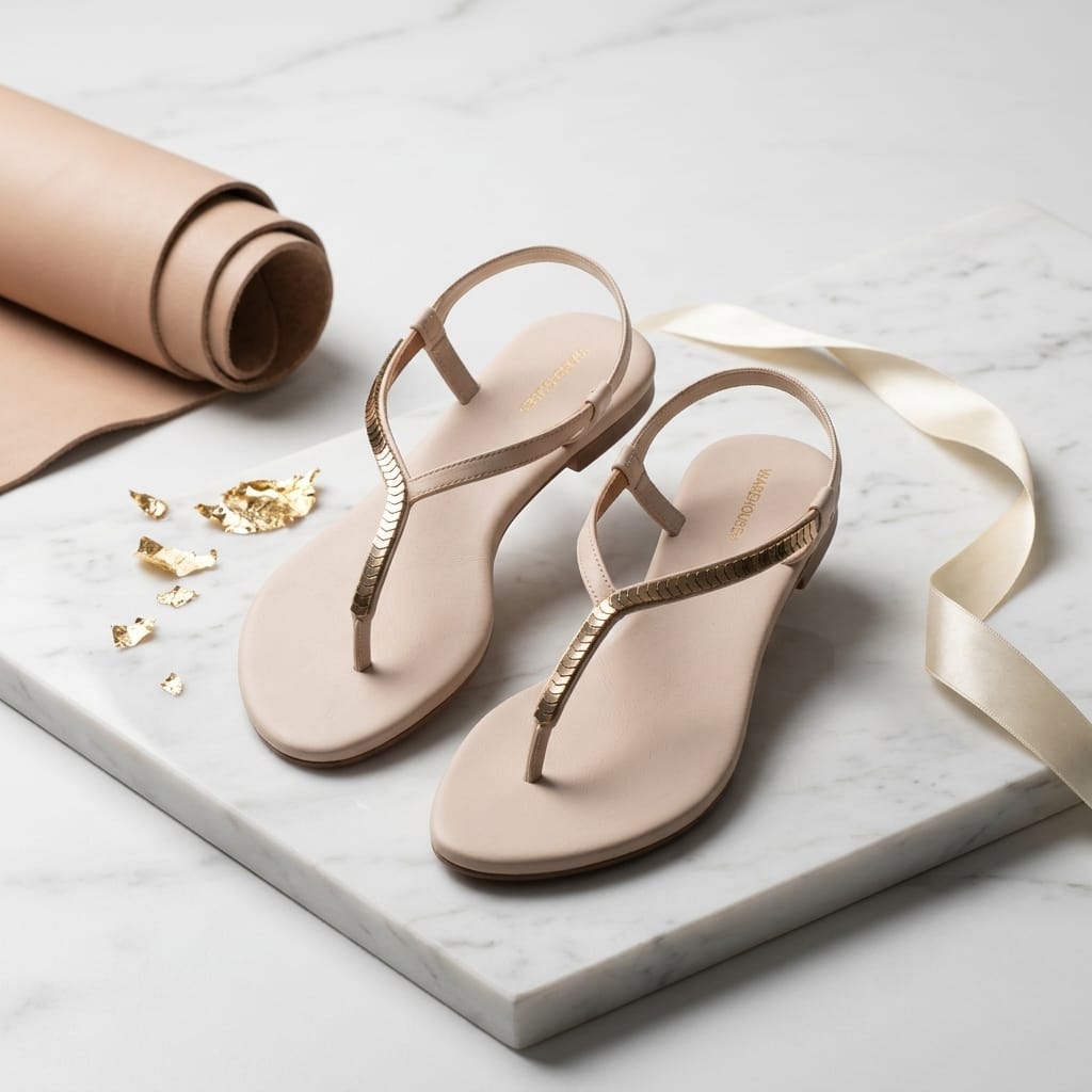 Adjustable Strap Flat Sandal for Women – Angle View | Warehouse Footwear