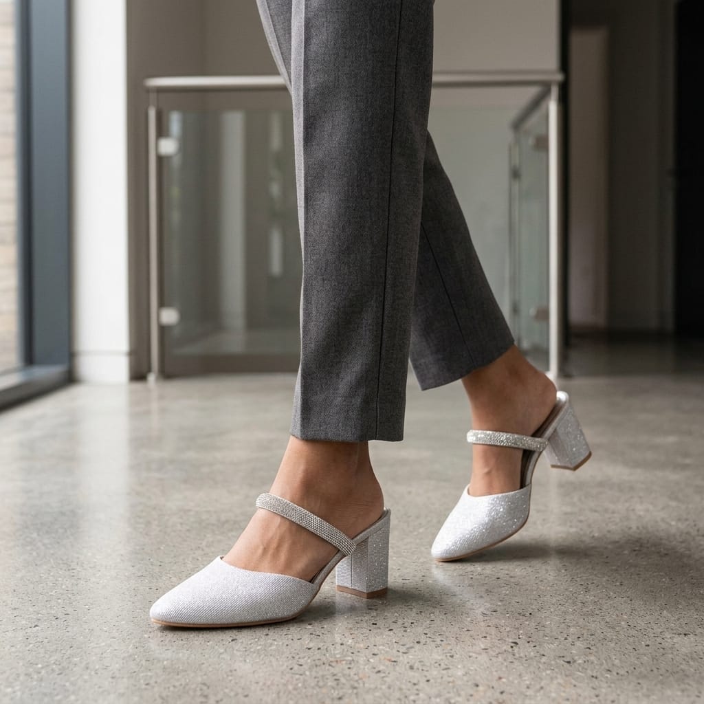 Partywear Mule for Women – Side View | Warehouse Footwear