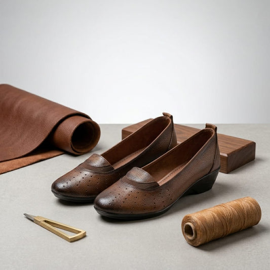 Onyx Olive Leather Slip On Belly for Women