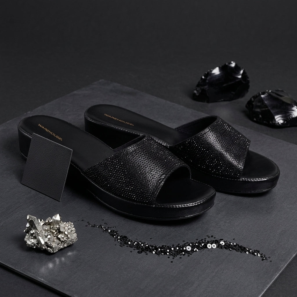 Glitter Wedge Sandal for Women – Front View | Warehouse Footwear