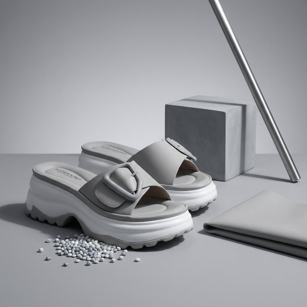 Unique Buckle Open Toe PU Flex Slide for Women