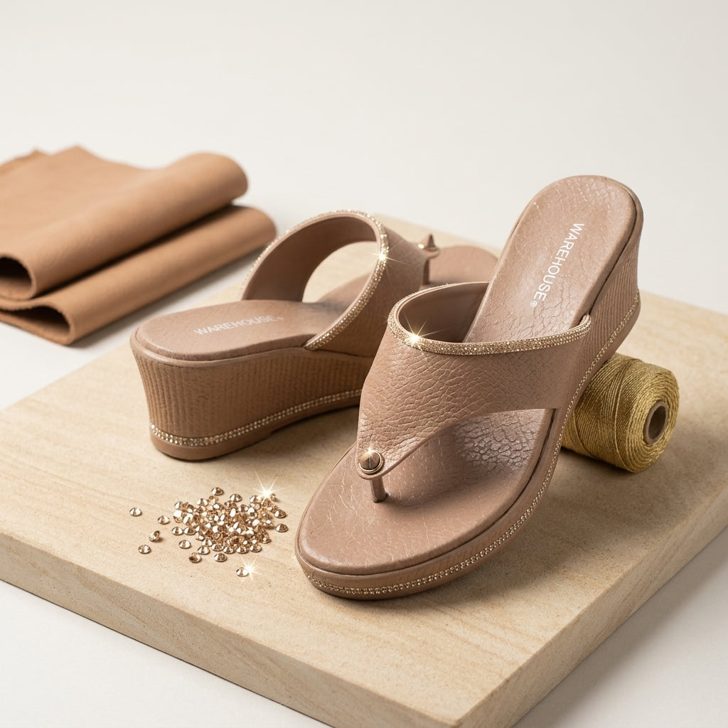 Partywear Chappal for Women – Detail View | Warehouse Footwear