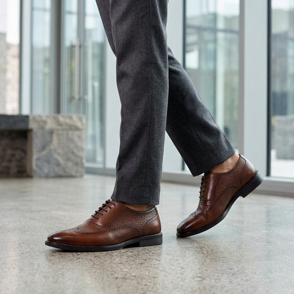 Faux Leather Lace Up Shoe for Men – Side View | Warehouse Footwear