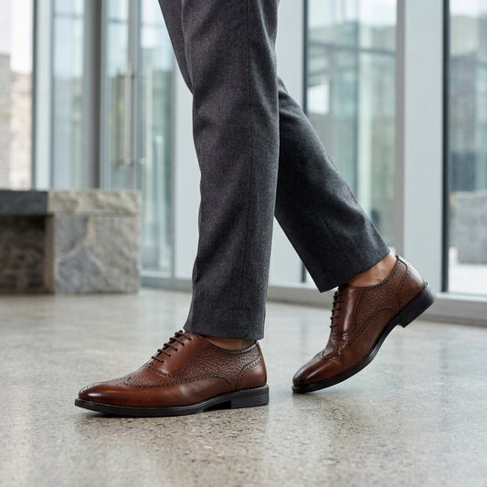 Faux Leather Lace Up Shoe for Men – Side View | Warehouse Footwear