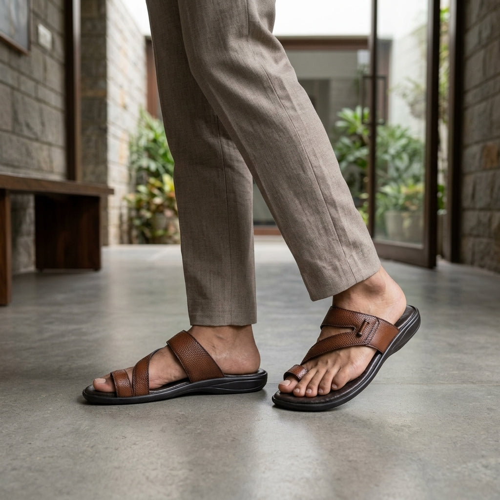 Zillionaire Cushioned  Leather Chappal for Men