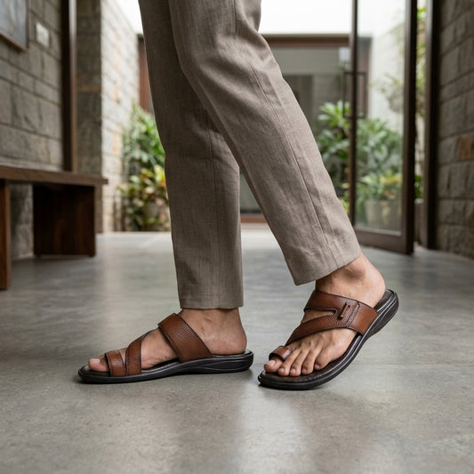 Zillionaire Cushioned  Leather Chappal for Men