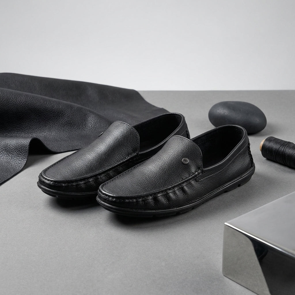 Zillionaire Black Leather Loafer for Men