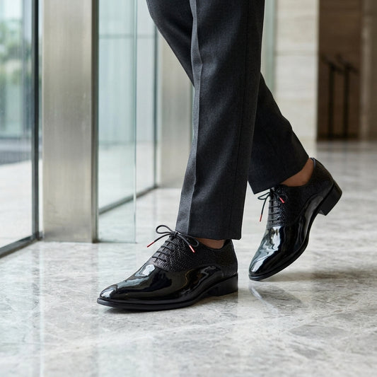 Glossy Lace Up Partywear Shoe for Men