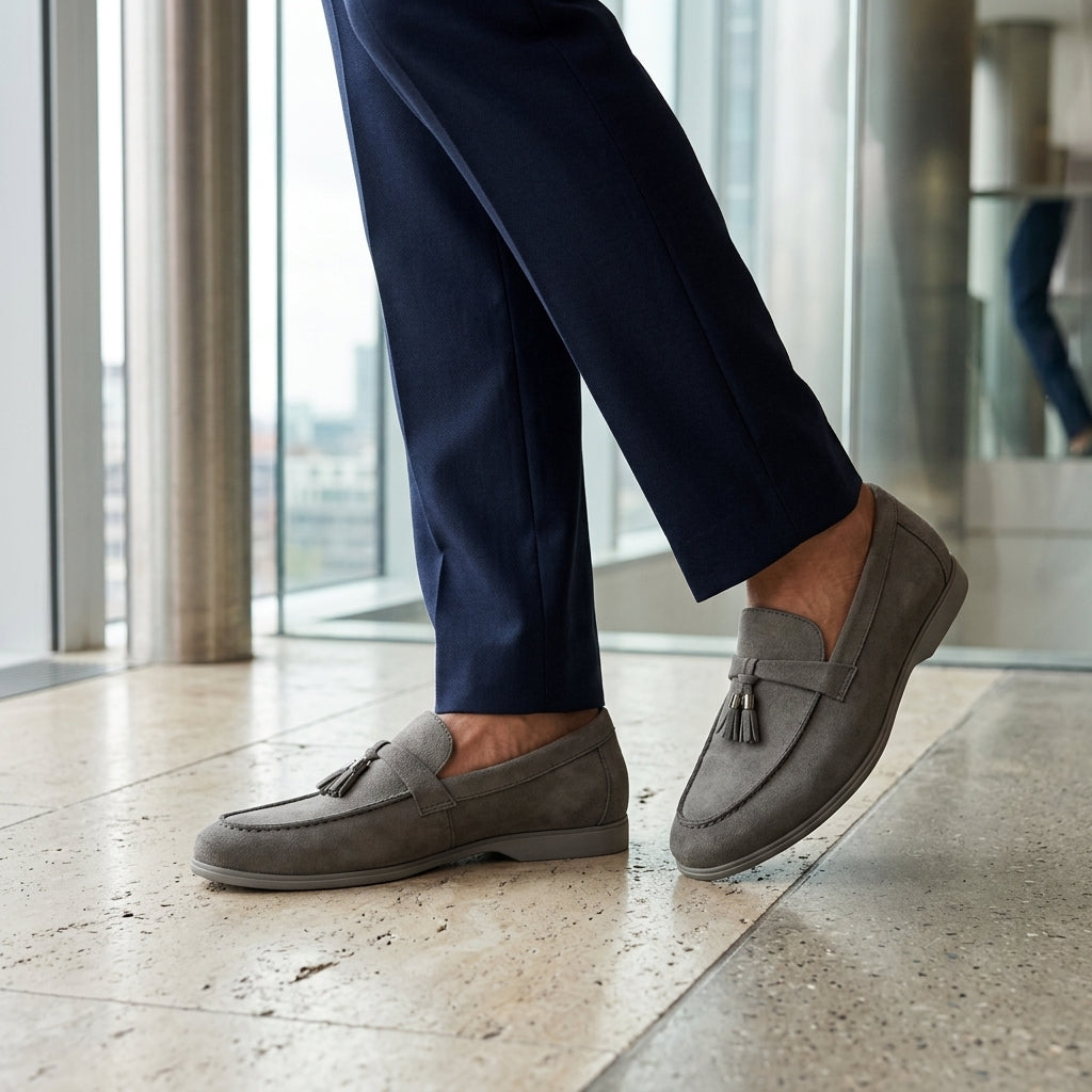 Grey Tassel Slip On Loafer for Men