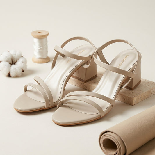 Double Thin-Strap Block Heel Sandal for Women