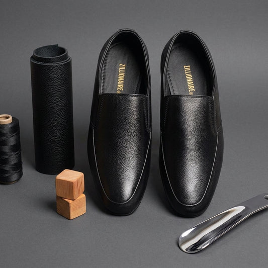 Zillionaire Leather Slip On Formal Shoe for Men – Front View | Warehouse Footwear