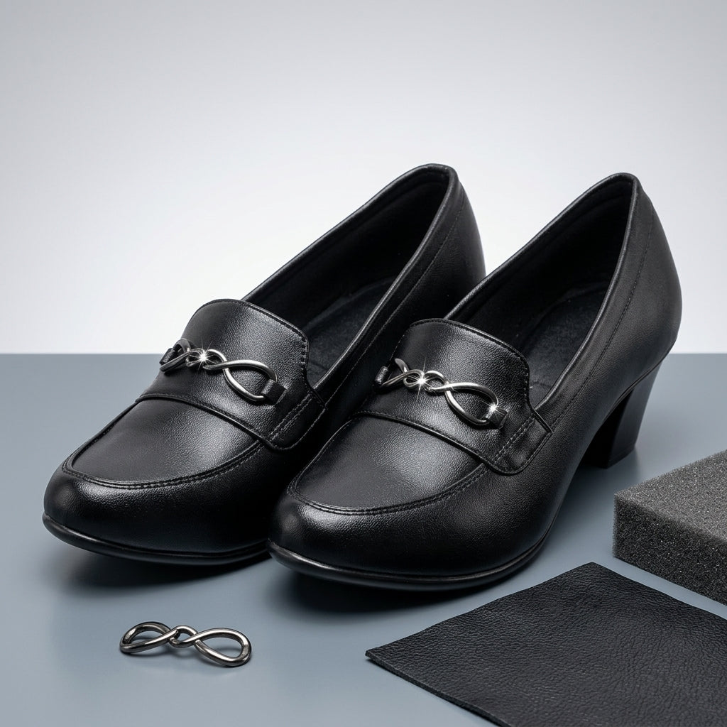 Classic Black Chain Accent Office  Loafer for Women