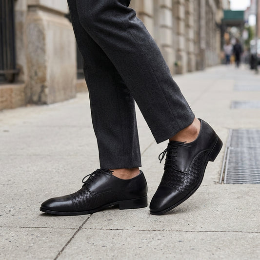 Giovano Moreti Hand-woven Leather Oxford Formal Shoes for Men