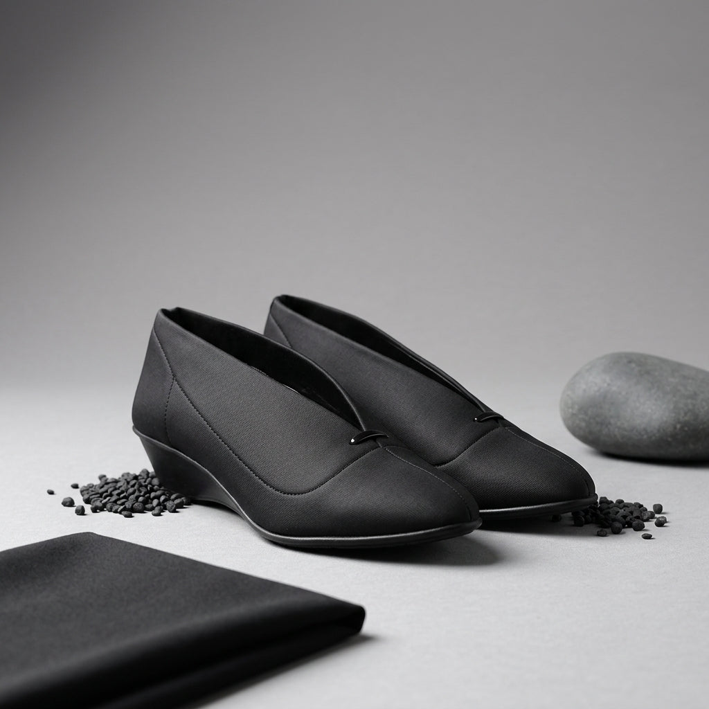 Black Fabric Formal Heel Belly for Women